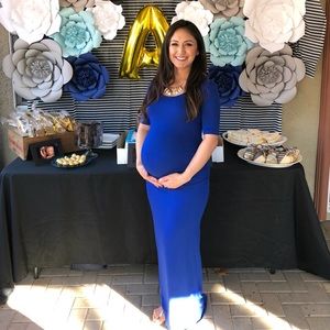 Royal blue long maternity dress